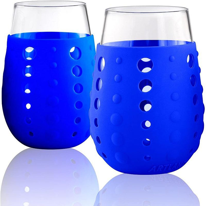 Artland Set of 2 Hydrasip Blue Silicone Glasses