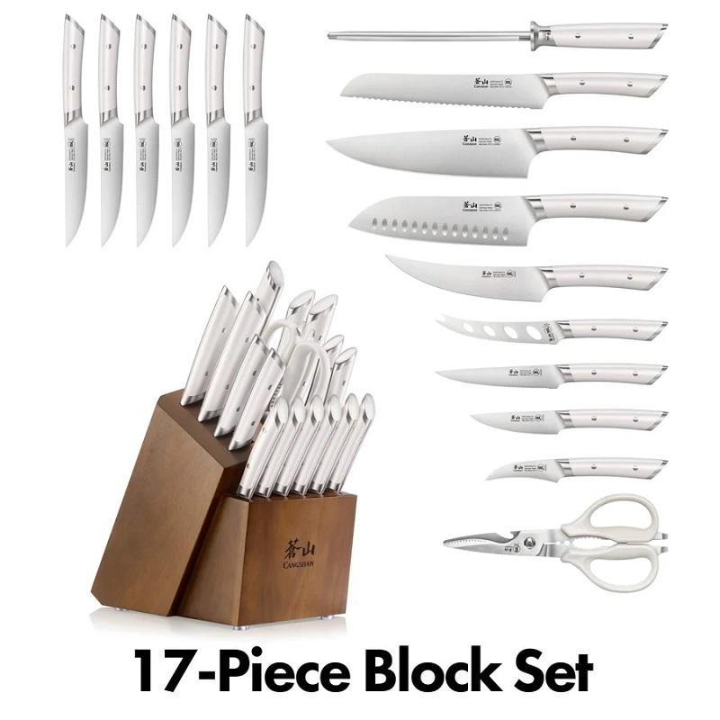 CANGSHAN Helena White 8pc Knife Block Set
