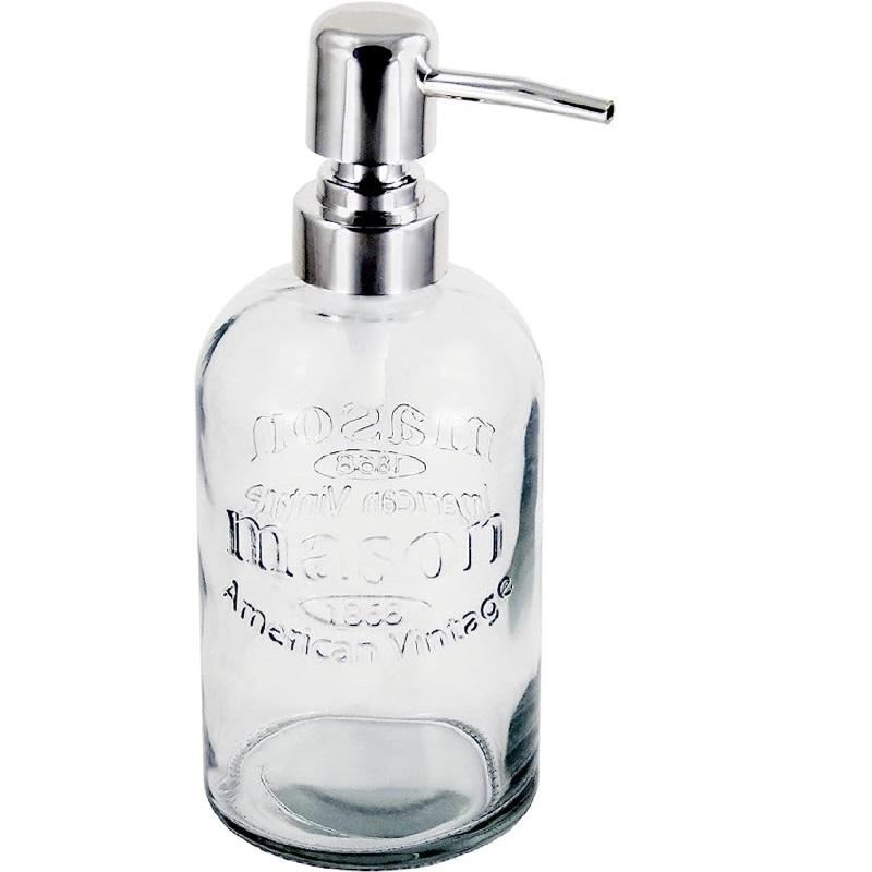 Pure Soap' Embossed Glass Soap Pump Dispenser, Clear