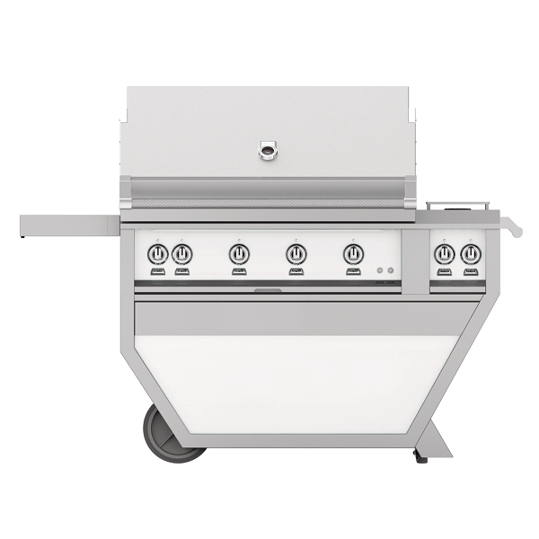 Hestan 42" Grill with 3 Trellis Burners, 1 Sear Burner and Rotisserie, Deluxe Cart