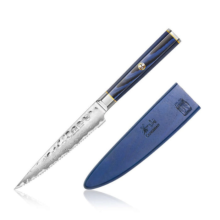Cangshan Kita Blue 5" Serrated Utility Knife w/ Sheath