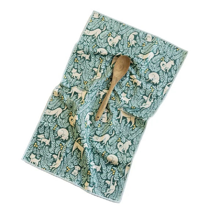 Once Again Home Co. Anywhere Towel Reversible - Nuthatch Dog Park - Dark Teal