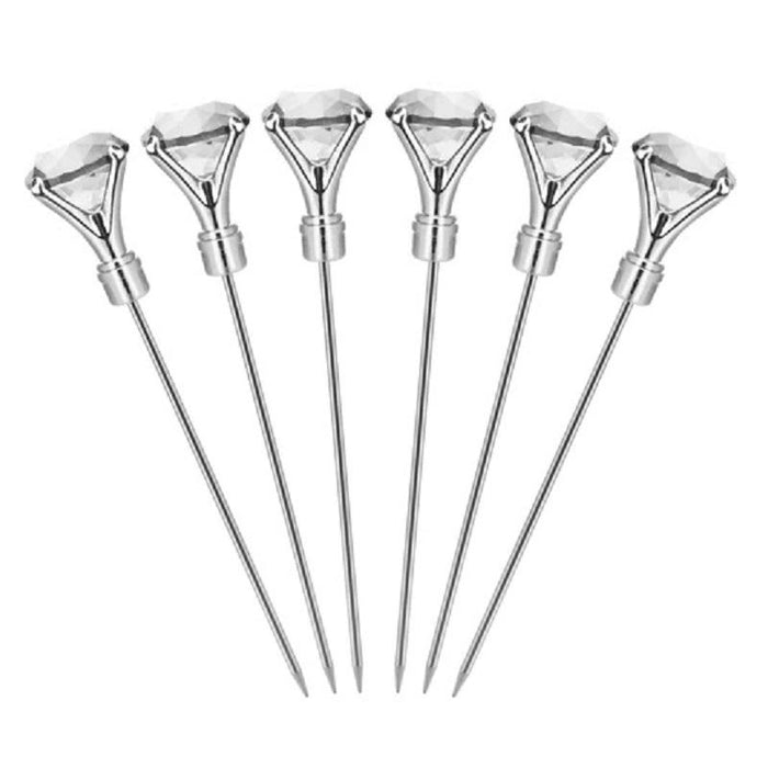 Final Touch Diamond Cocktail Picks- 6 Pack Clear