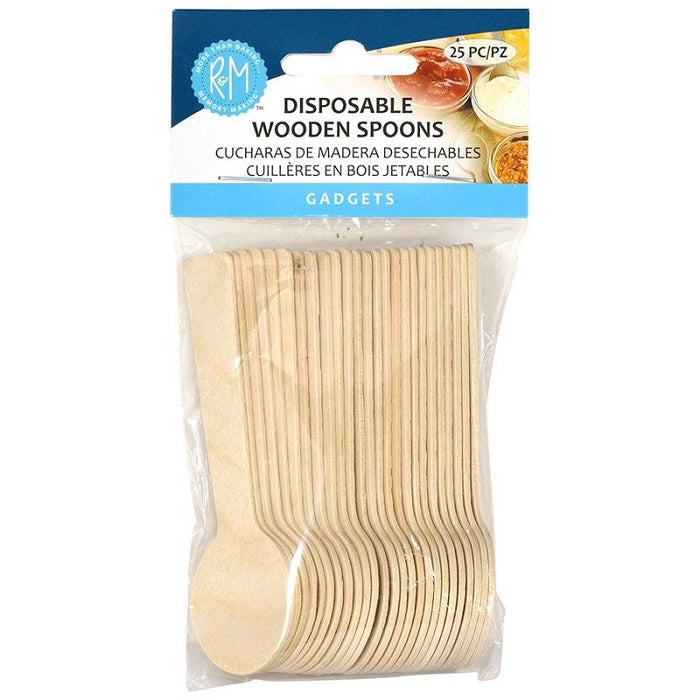 R & M International Disposable Wooden Spoons (25 Pack)