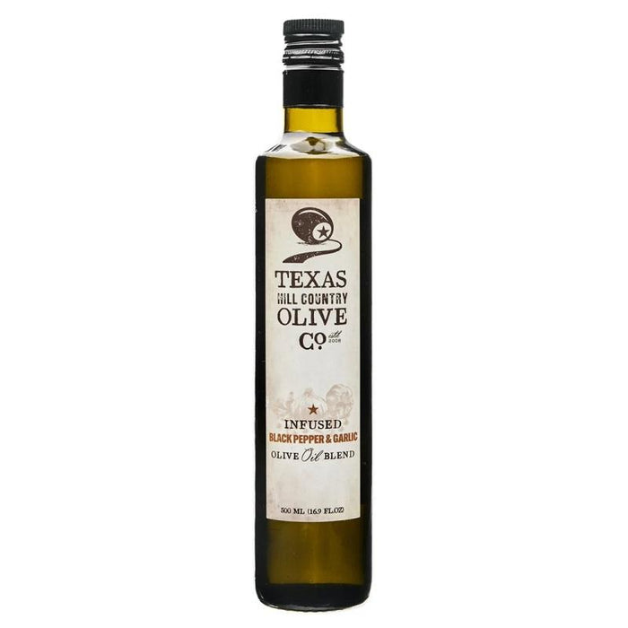 Texas Hill Country Olive Co. Black Pepper and Garlic Olive Oil - 500ml