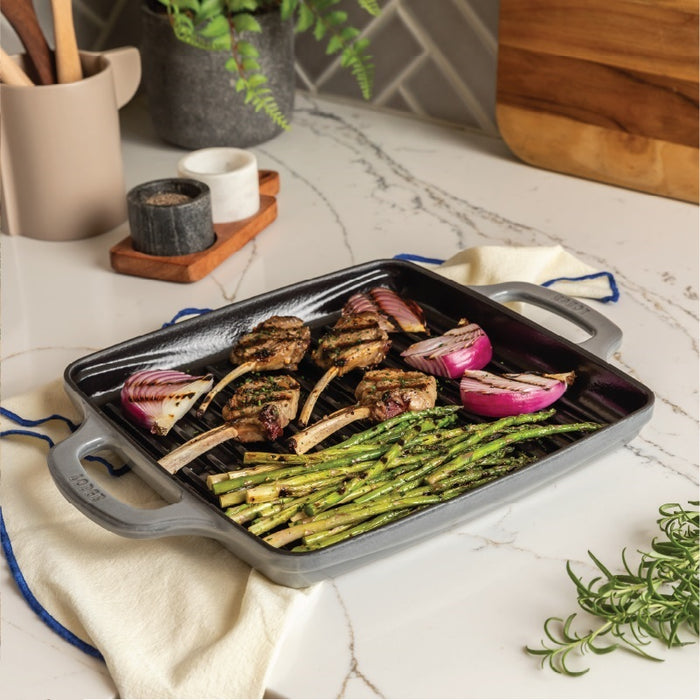 Lodge USA Enamel 11” Enameled Cast Iron Grill Pan, Moonstruck