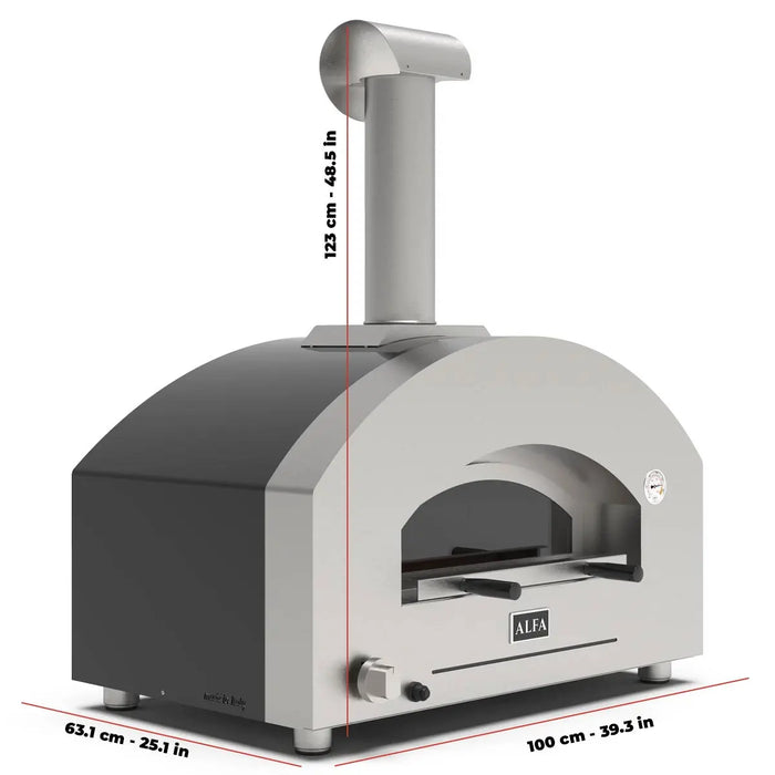 Alfa 2 Pizze FUTURO 39.5" Gas-Fueled Pizza Oven - Silver Black