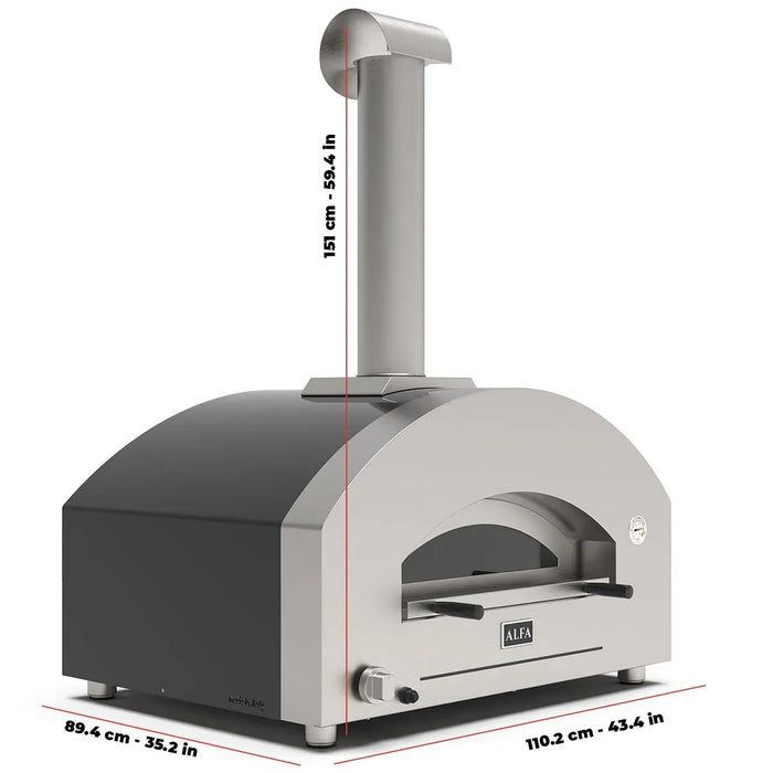 Alfa 4 Pizze FUTURO 43.5" Gas-Fueled Pizza Oven - Silver Black