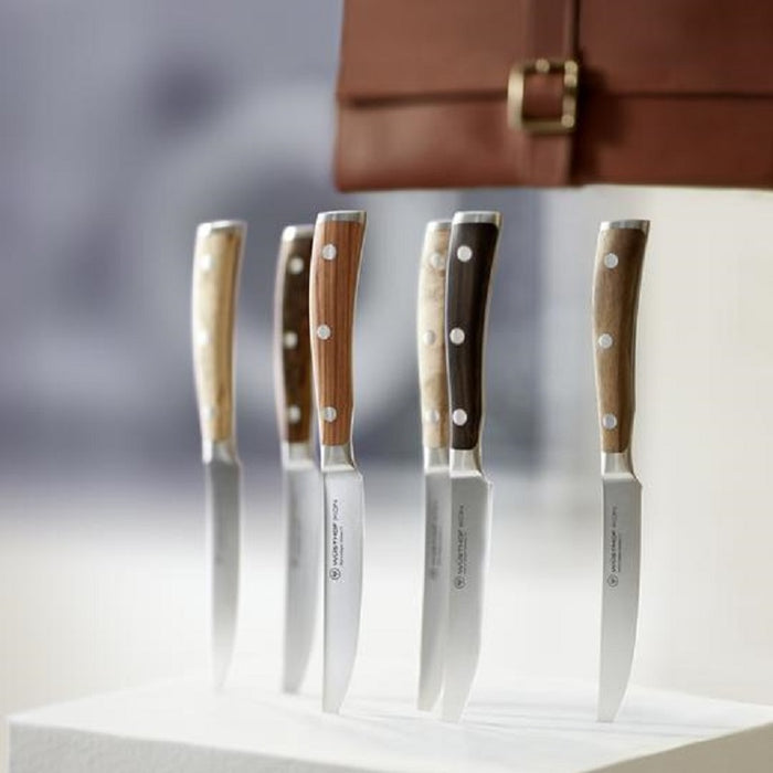 Wusthof Limited Edition IKON 6-Pc Steak Knife Set w/ Leather Roll —  Faraday's Kitchen Store