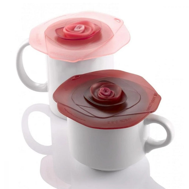 Charles Viancin Dark Red & Pink Rose Silicone Drink Cover Set