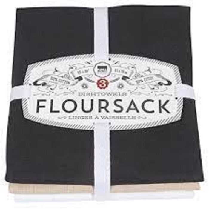 Now Designs Floursack Tea Towels - Black, White, Oyster