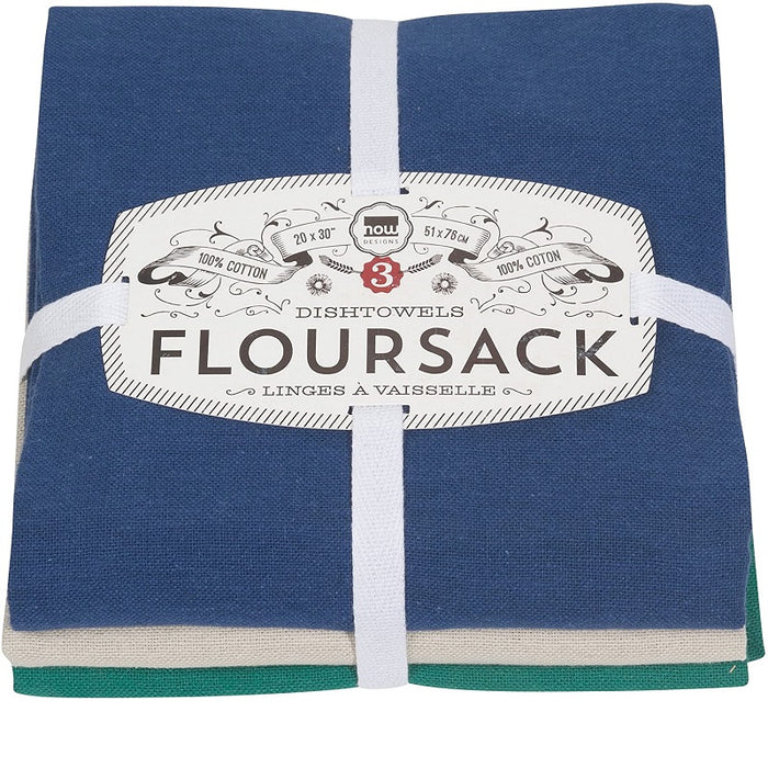 Now Designs Floursack Tea Towels - Navy, Lunar, Emerald