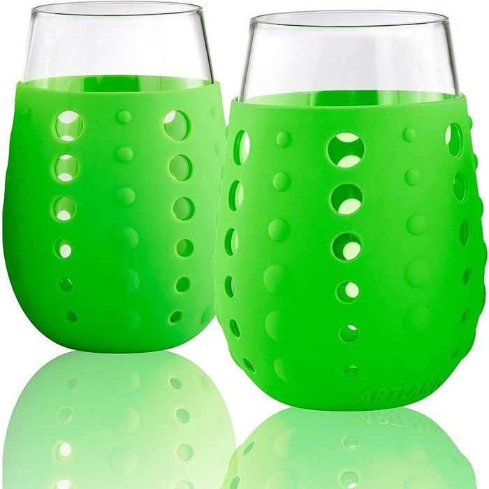 Artland Set of 2 Hydrasip Green Silicone Glasses