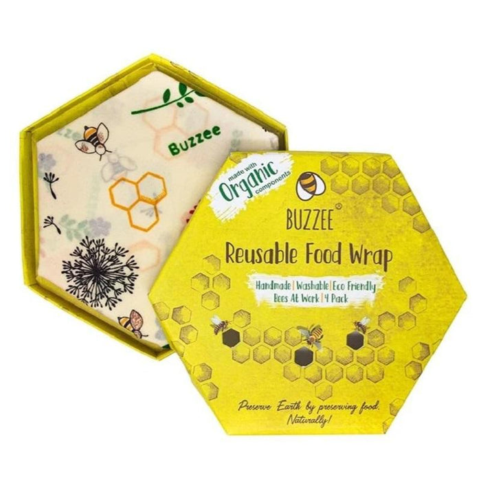 Buzee 4-Pack Bees at Work Reusable Food Wraps