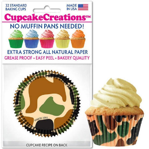 Blue Camo Foil Cupcake Liners, Set of 36, Camouflage Cupcakes