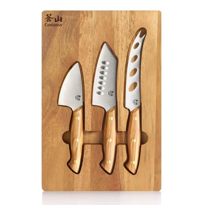 Cangshan 3-Piece Olive Wood Cheese Knife Set
