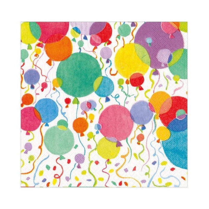 Caspari Balloons and Confetti Paper Luncheon Napkins in White - 20 Pack