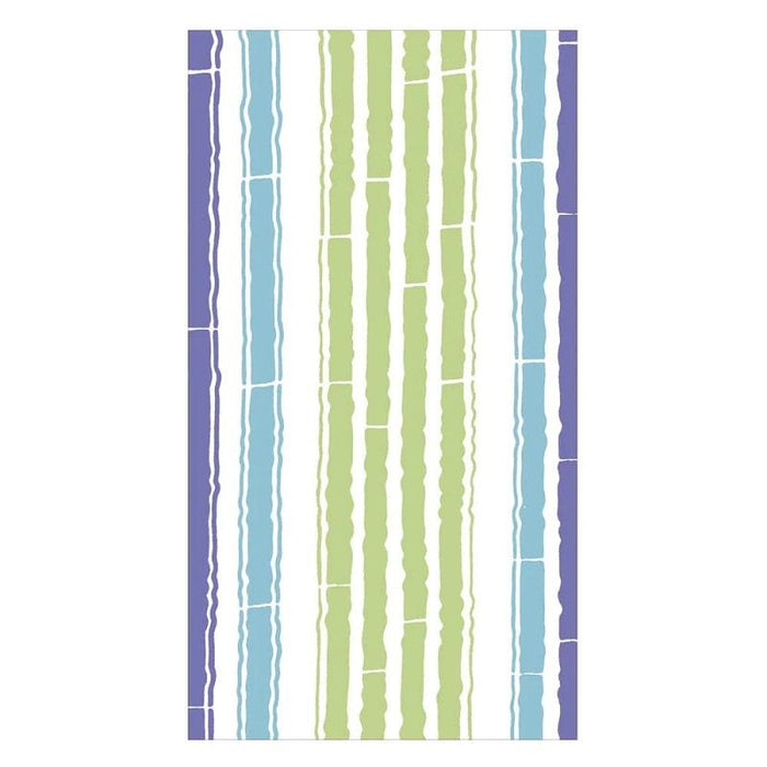 Caspari Bamboo Stripe Guest Towel Napkins in Blue & Green - 15 Pack