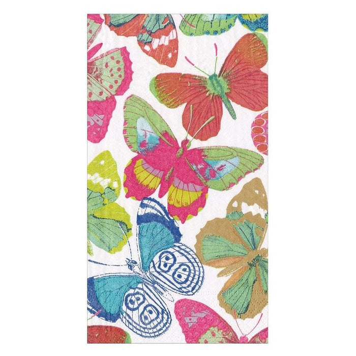 Caspari Butterflies Bright Guest Towel Napkins - 15 Pack