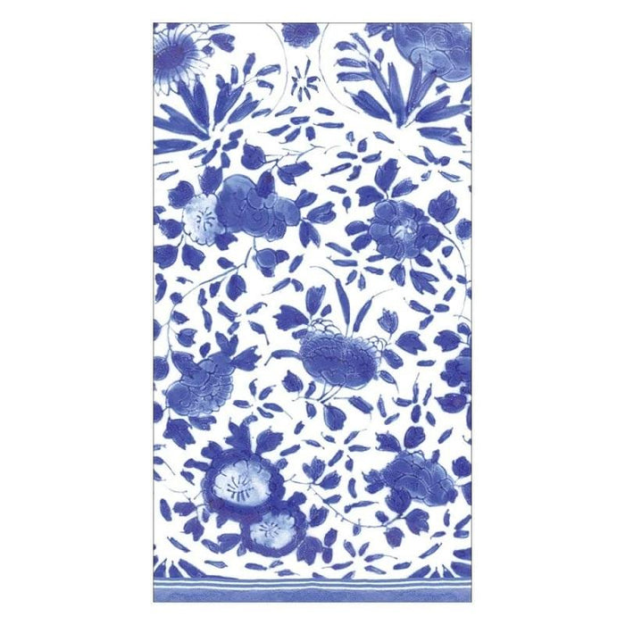 Caspari Delft Paper Guest Towel Napkins in Blue - 15 Pack