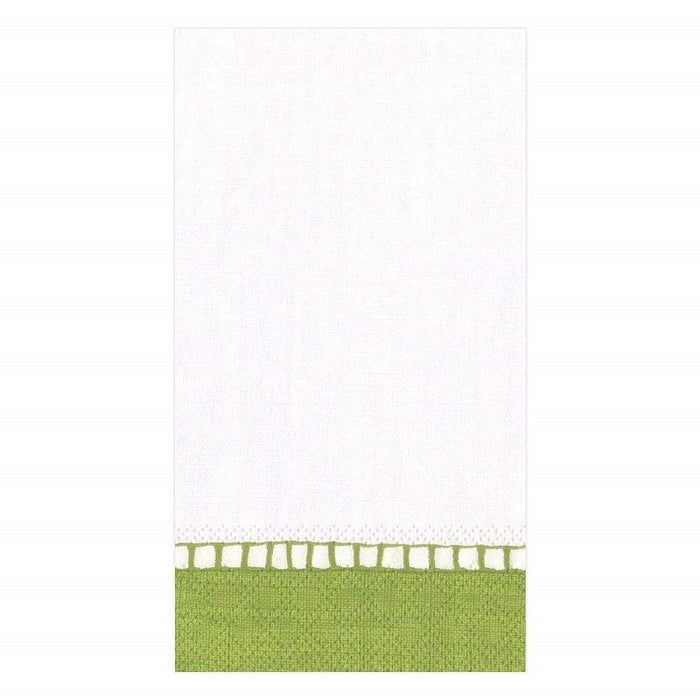 Caspari Green Linen Border Paper Guest Towels - 15Pk