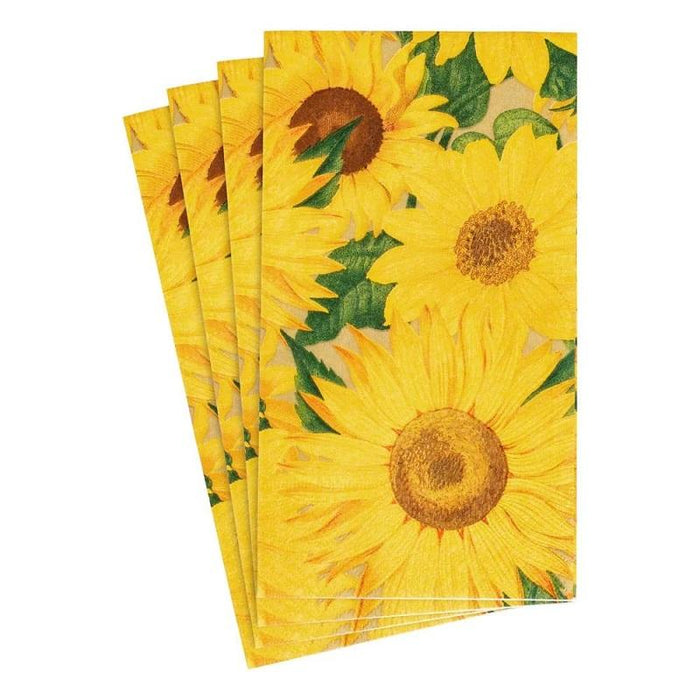 Caspari Paper Sunflowers Guest Towel Napkins - 15 Per Package