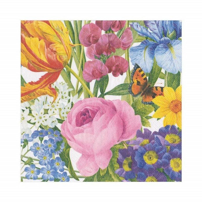 Caspari Redoute Floral Paper Luncheon Napkins in Ivory - 20 Pack