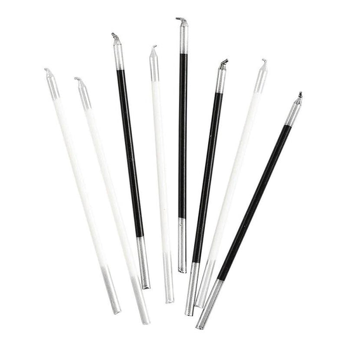 Caspari Slim Birthday Candles in Mixed Black & White - 16 Candles Per Package