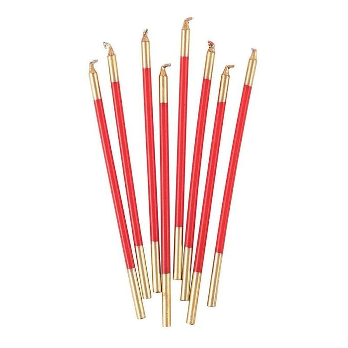 Caspari Slim Birthday Candles in Red & Gold - 16 Candles Per Package