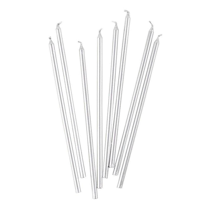 Caspari Slim Birthday Candles in Silver - 16 Candles Per Package