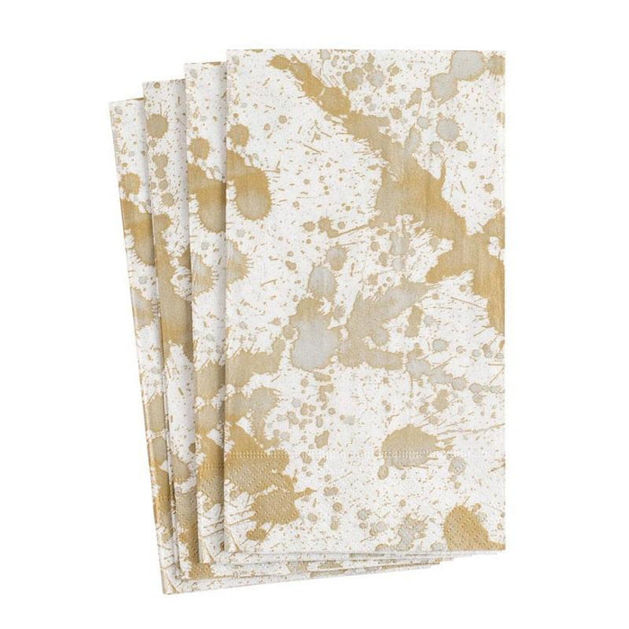Caspari Splatter Gold Guest Towel Napkins - 20 Pack
