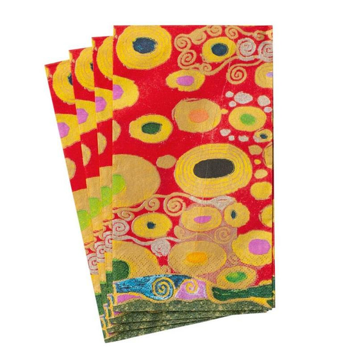 Caspari Viennese Nouveau Paper Guest Towel Napkins in Red - 15 Per Package