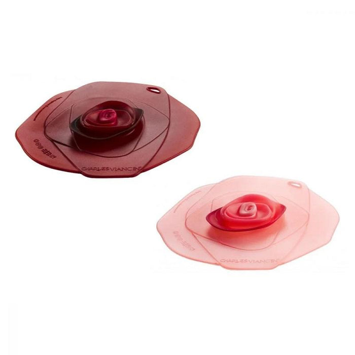 Charles Viancin Dark Red and Pink Rose Silicone Drink Covers