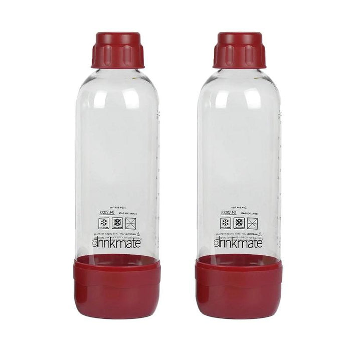 Drinkmate 1 Liter Bottles - Red - Twin Pack