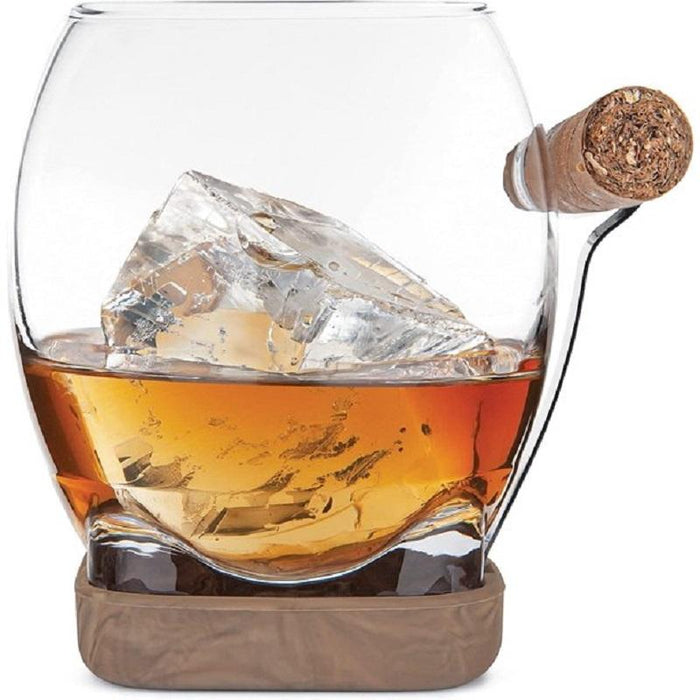 Whiskey Cigar Glass With Built-in Coaster and Cigar Grip