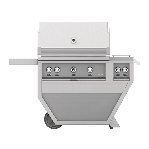 Hestan 36" Grill with 3 Trellis Burners and Rotisserie, Deluxe Cart