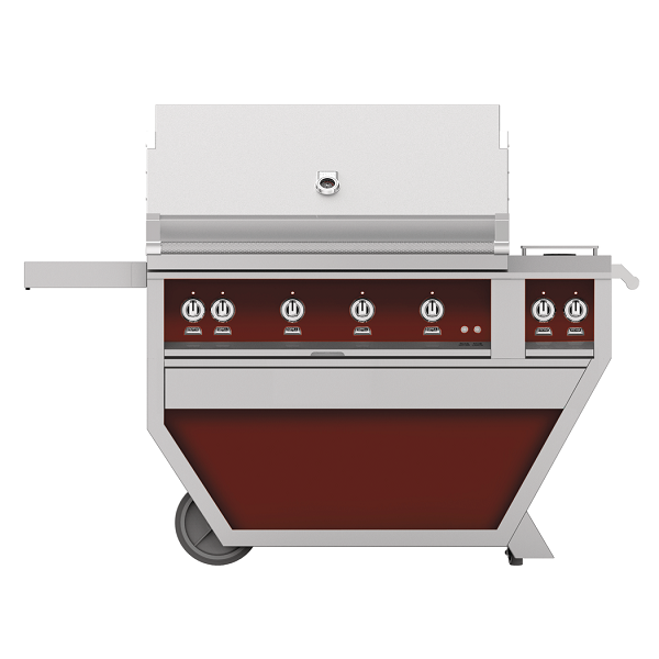 Hestan 42" Grill with 3 Trellis Burners, 1 Sear Burner and Rotisserie, Deluxe Cart