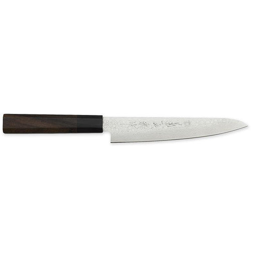 Kikuichi Nickel Warikomi Damascus 6" Utility Knife, 15 cm. - Faraday's Kitchen Store