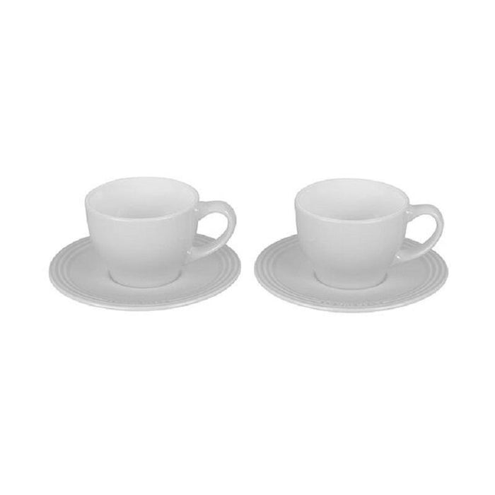 Le Creuset White Cappuccino Cups and Saucer Set