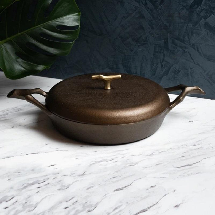 Nest Cookware 12" Cast Iron Braising Pan with Lid