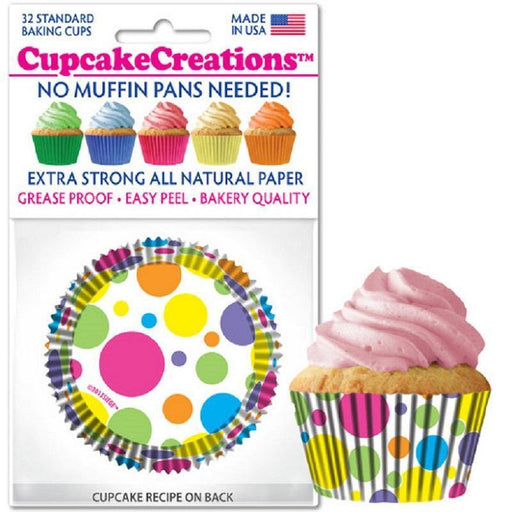Rainbow Dots Cupcake Liners 32/Pack - Faraday's Kitchen Store