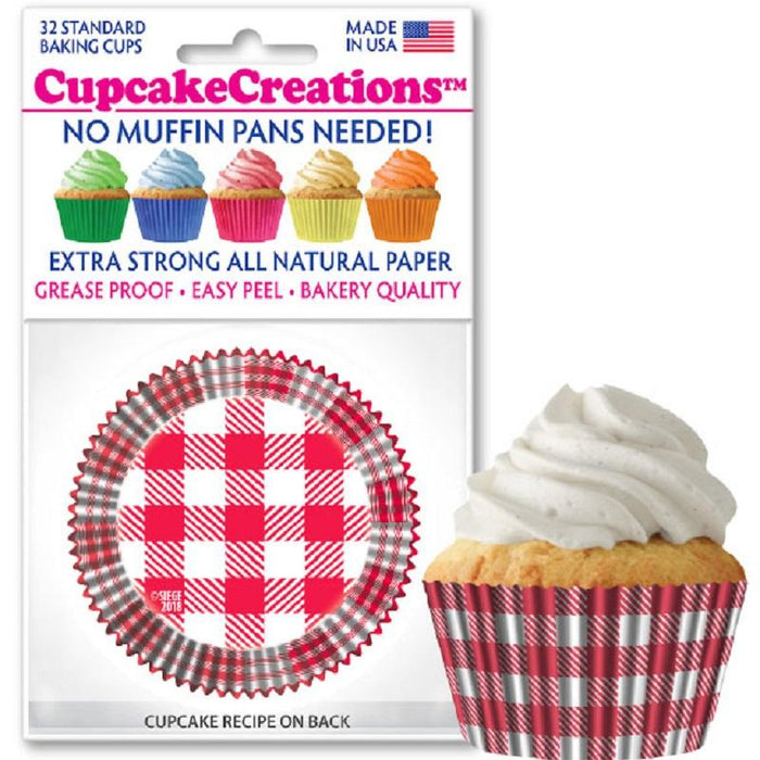 Siege Red and White Plaid Cupcake Liners