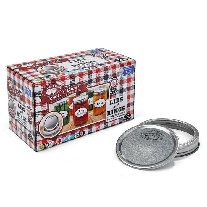 Two Lumps of Sugar Wide Canning Jar Lids with Rings- 12 Pack